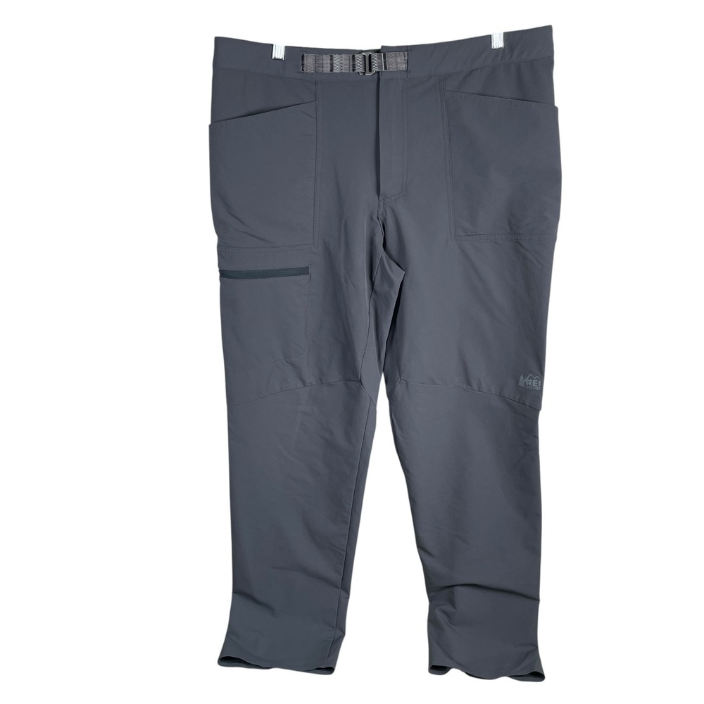 REI Activator V2 Hiking Pants Mens 40x32‎ Gray Soft Shell Belted Semi-Fitted